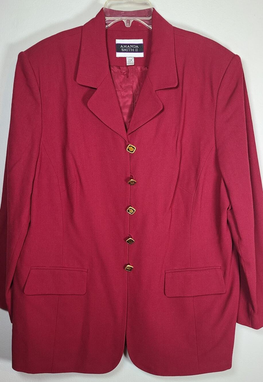 Amanda Smith Wine Solid 2-Piece Skirt Suit Set Plus Sz 20 Jacket & Skirt